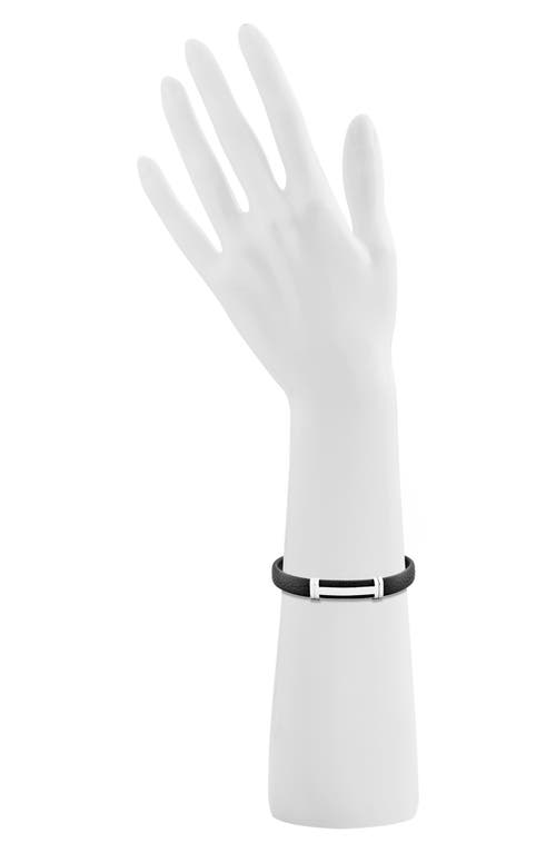 Geoffrey Beene Stainless Steel Cutout Id Leather Bracelet