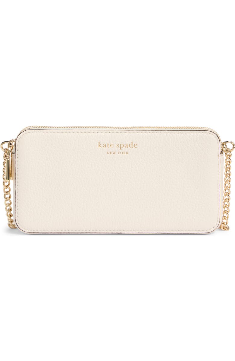 Kate Spade New York taylor pebbled leather double zip crossbody bag, Main, color, Parchment