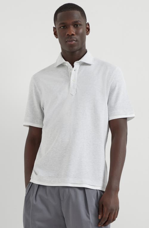 Brunello Cucinelli Lightweight Knit Polo In Pearl Grey