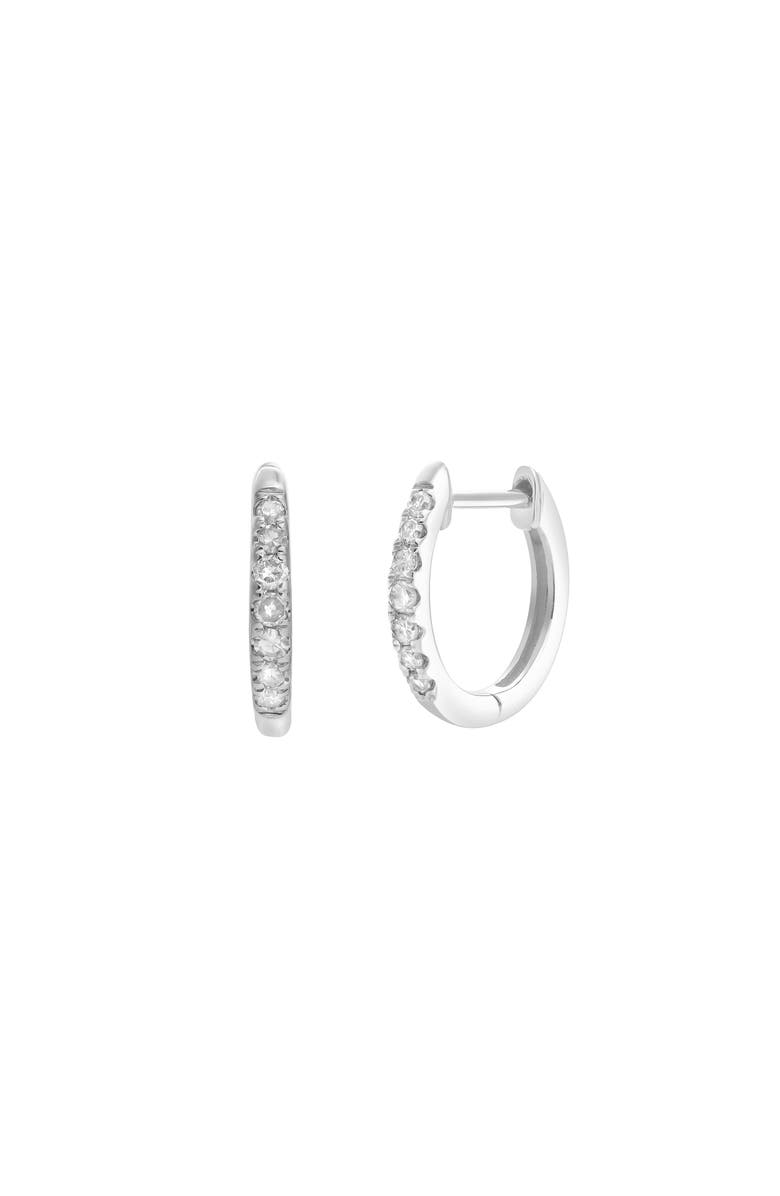 LuvMyJewelry Elina 14K Gold Diamond Huggie Hoop Earrings - 0.12 ct, Main, color, 14K White Gold