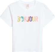 Cinq à Sept Bonjour Scribble Embroidered Shrunken Tee