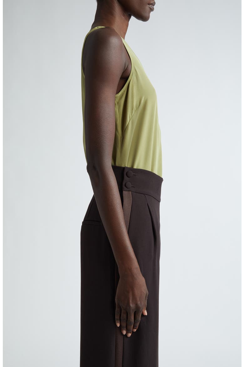 Silk Crêpe de Chine Tank, Alternate, color, MOSS