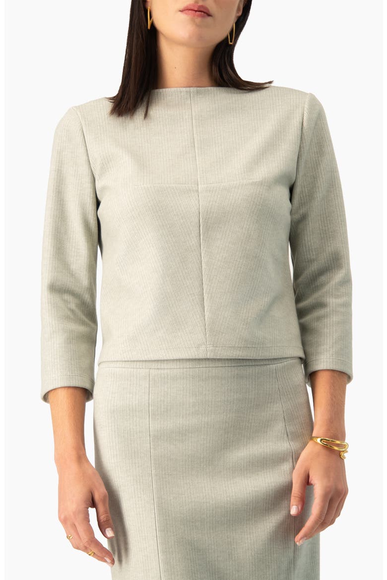Boxy Long-sleeve Boat-neck Top, Main, color, Sand