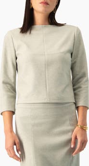 IVONNE Boxy Long-sleeve Boat-neck Top