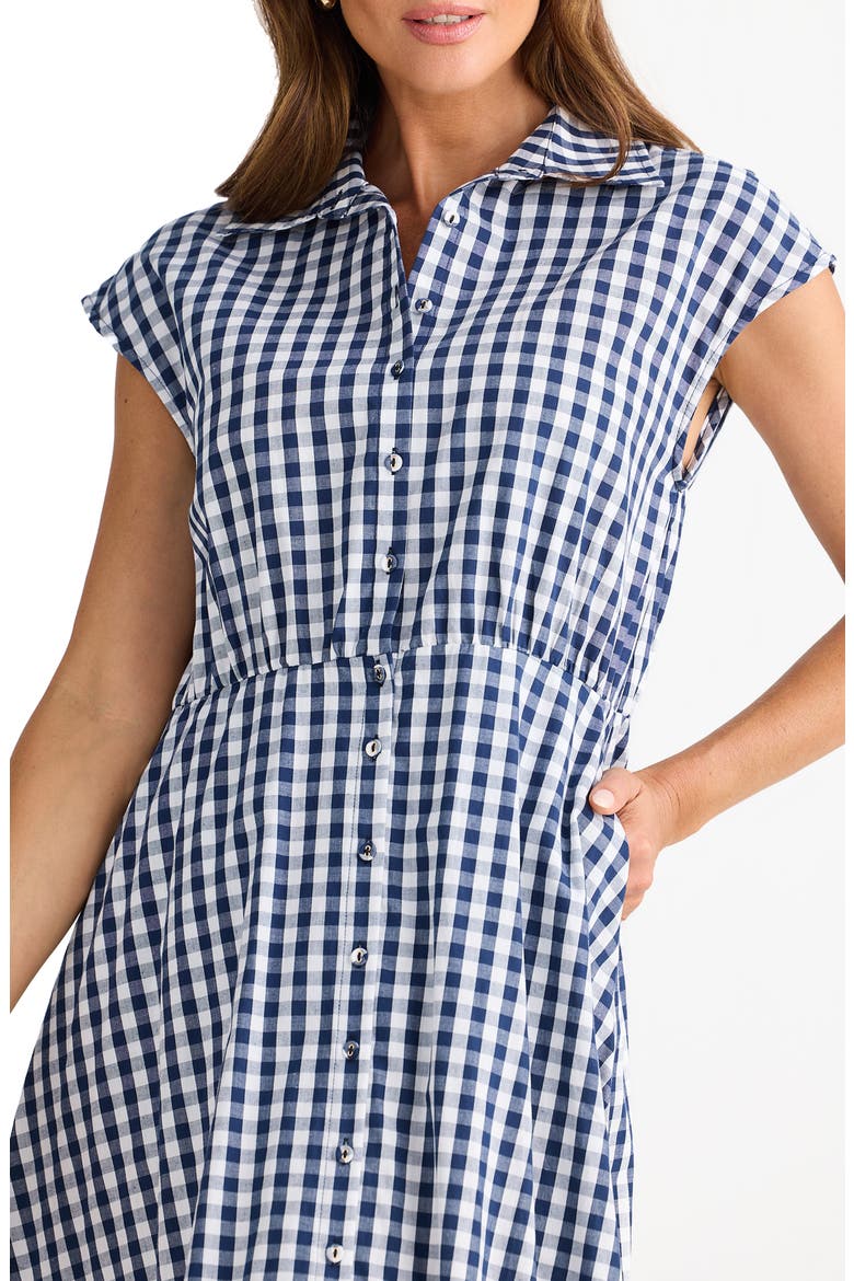 Musings Gingham Midi Shirtdress, Alternate, color, NAVY GINGHAM