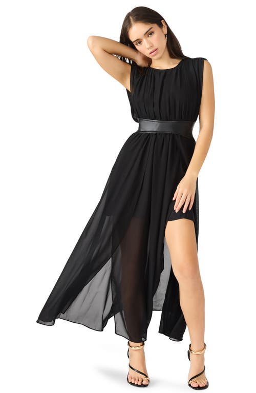 Steve Madden Issey Faux Leather Trim Maxi Dress In Multi