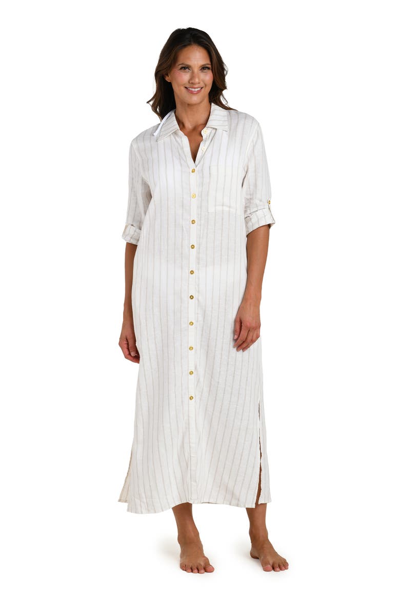 Delphine Coast Button Front Cover-Up Shirtdress, Alternate, color, CREAM