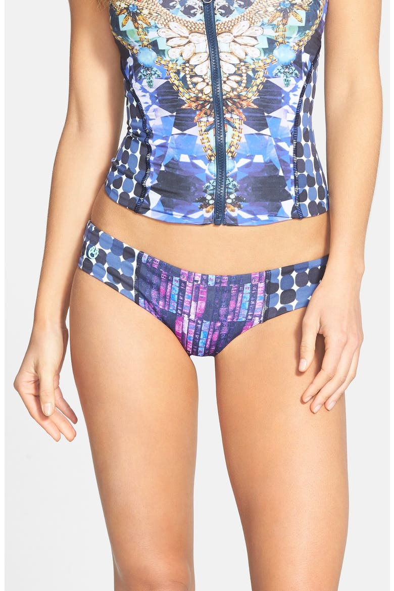 'Diamond Stallion' Reversible Cheeky Bikini Bottoms, Alternate, color, MULTI