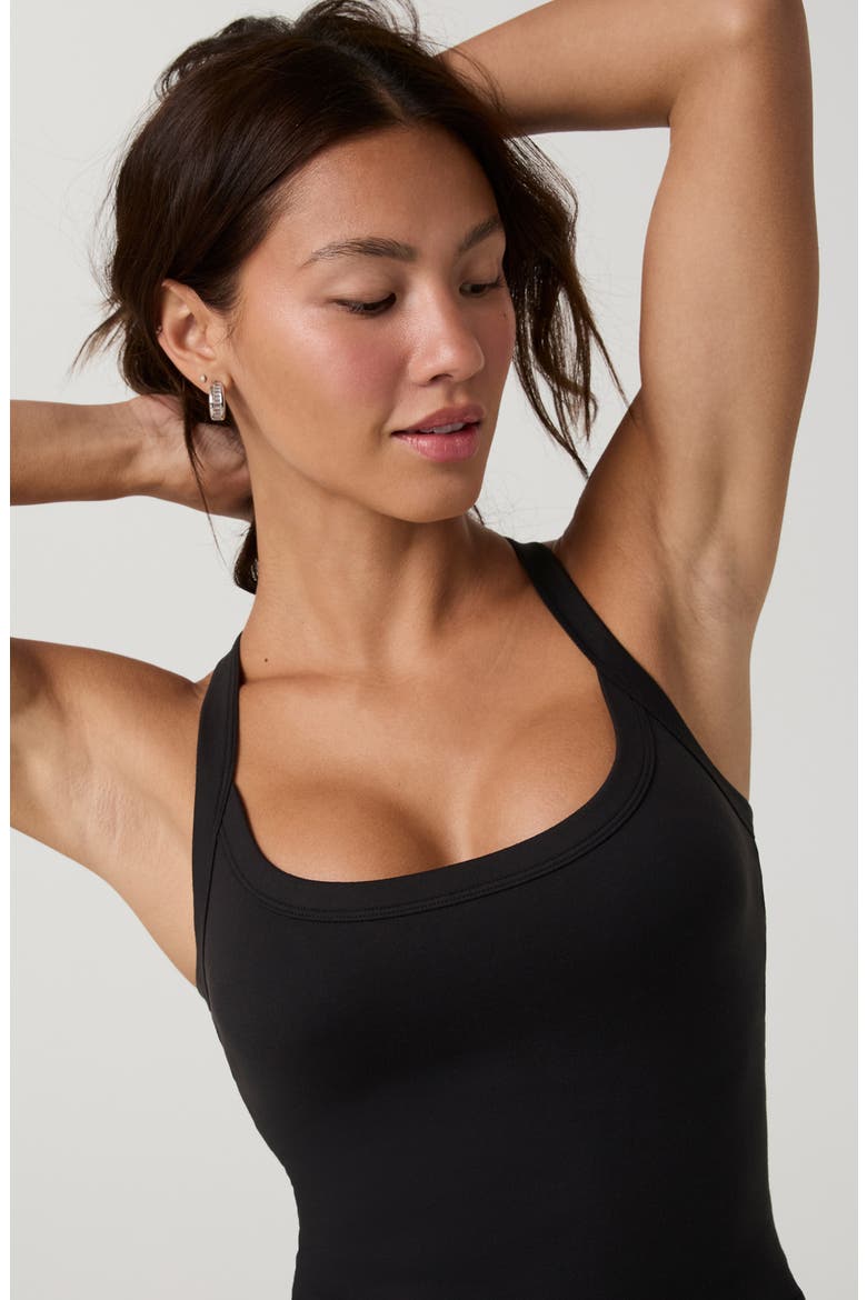 Halo Cross Back Performance Tank, Alternate, color, SOLID BLACK