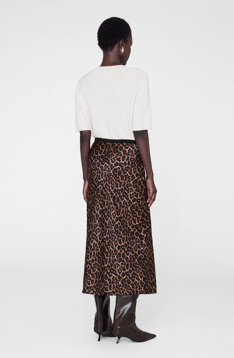 ANINE BING Bar Silk Skirt, Alternate, color, Black / Brown Leopard