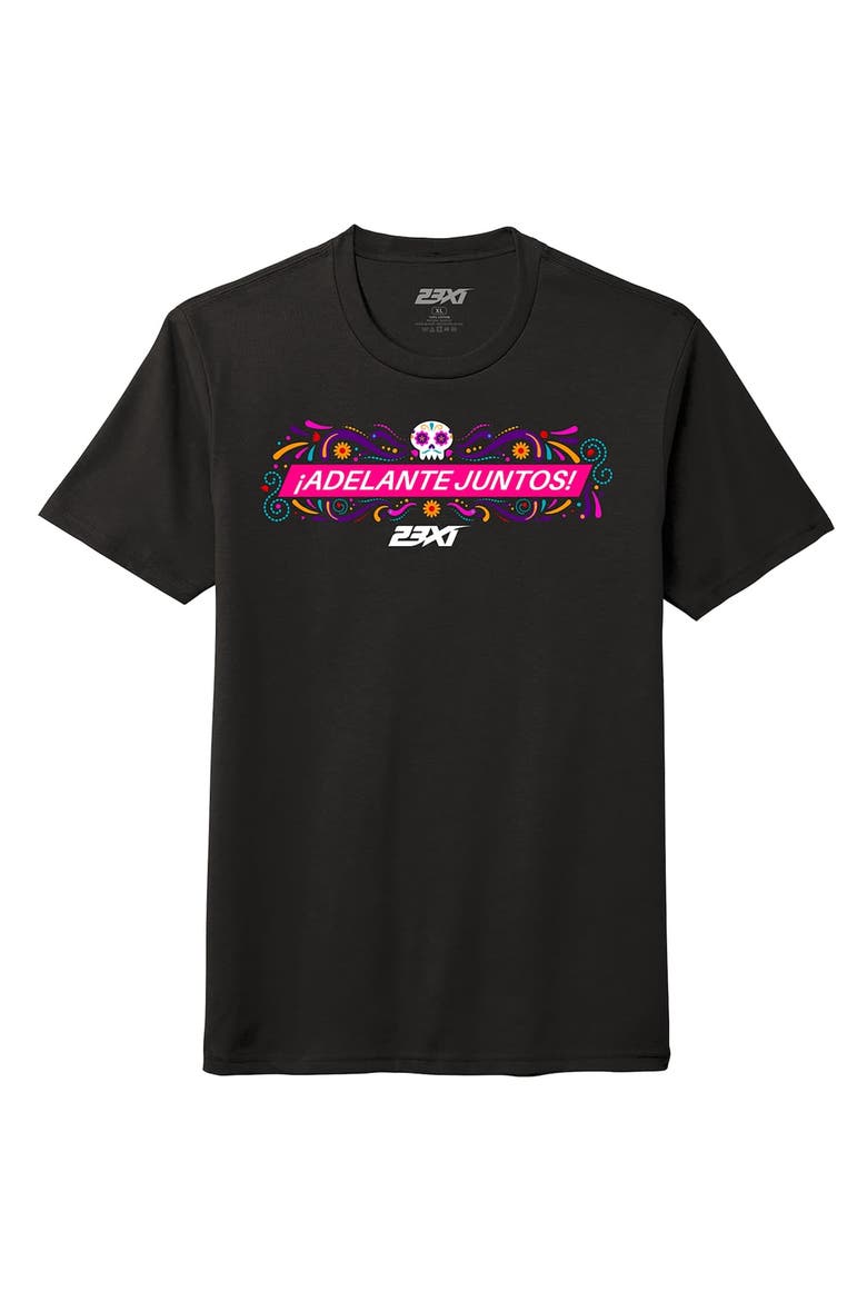 Men's 23XI Racing Black 23XI Racing Adelante Juntos Mexico City Race Tri-Blend T-Shirt, Alternate, color, Black