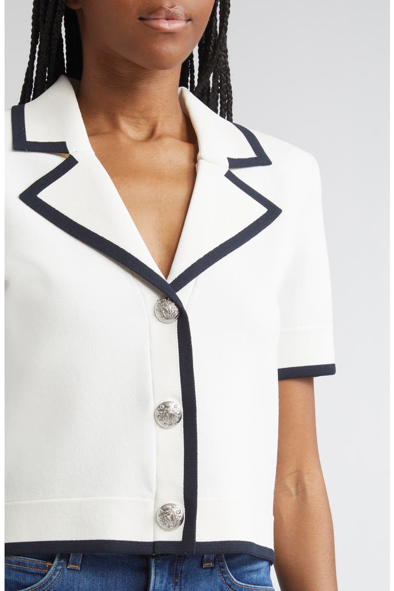 Stovall Contrast Detail Crop Knit Jacket, Alternate, color, OFF WHITE