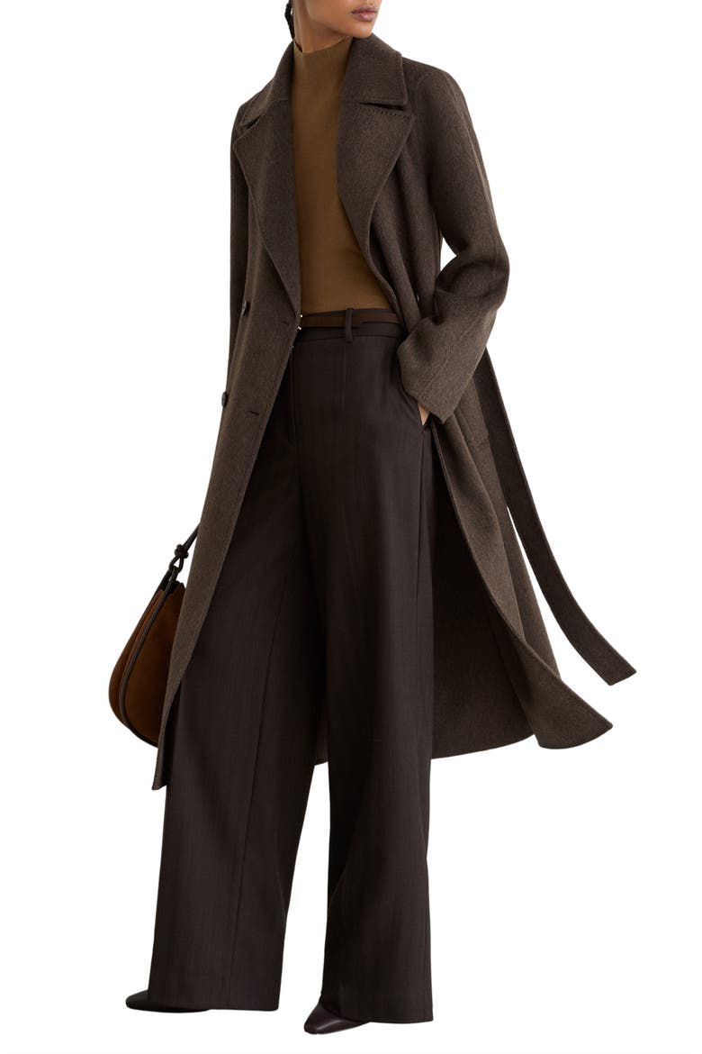 Rene Double Breasted Wool Blend Coat with Cashmere, Alternate, color, MOCHA BROWN