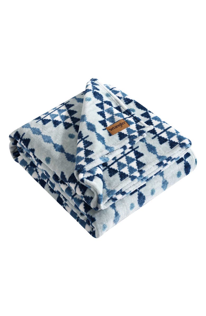 Wrangler Westin Fleece Blanket, Main, color, Blue