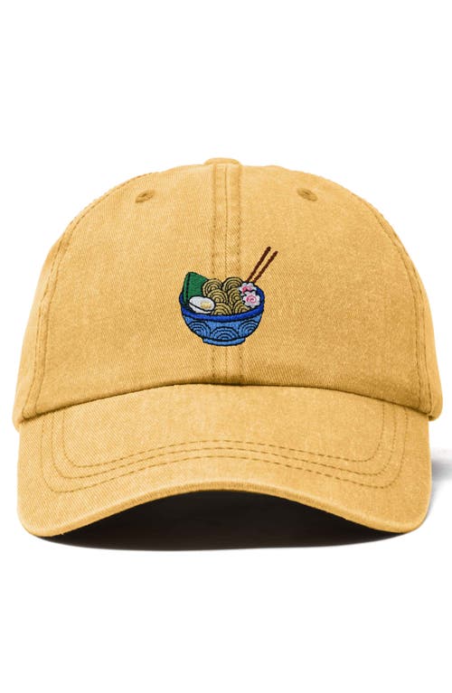Dalix Noodles Embroidered Casual Cap In Washed Gold