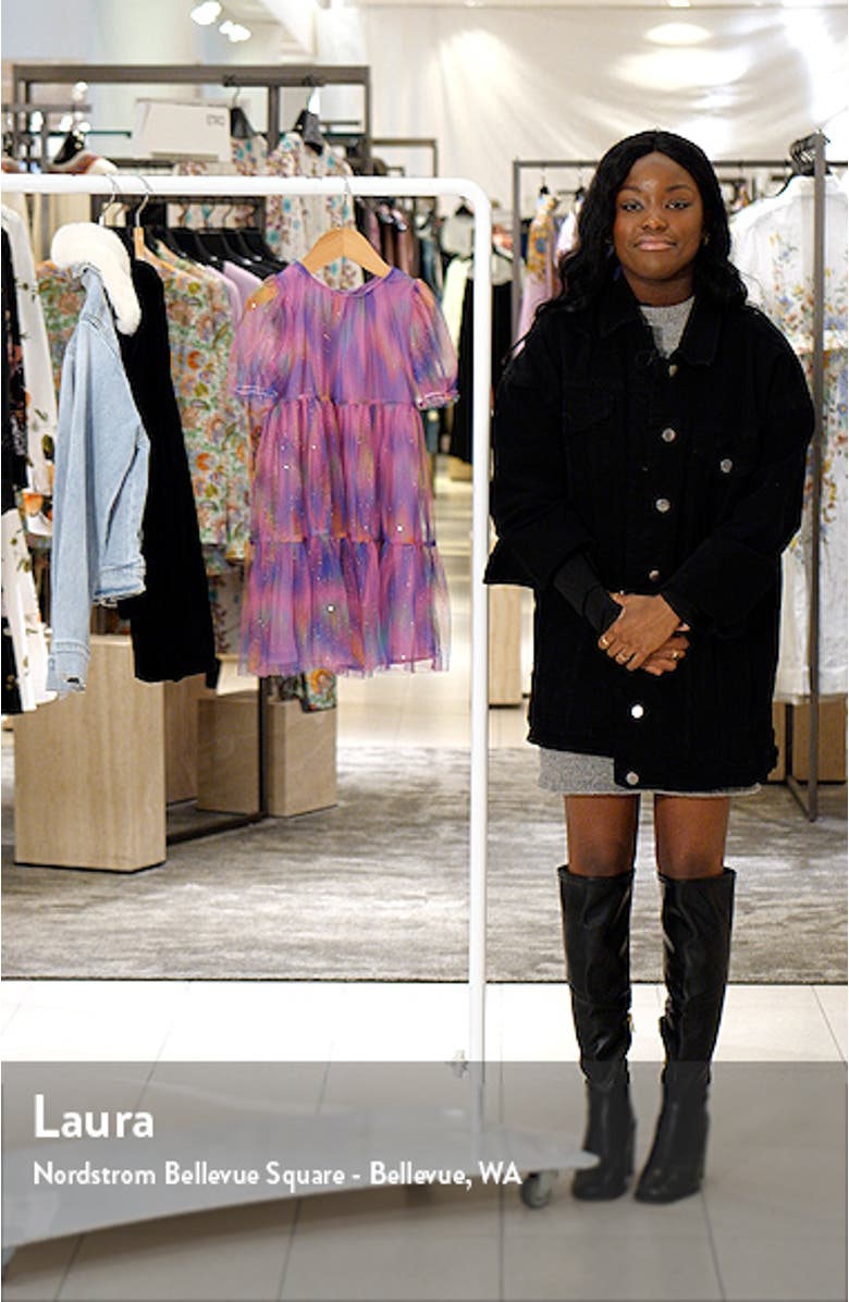 Kids' Rainbow Sparkle Tulle Overlay Tiered Party Dress, sales video thumbnail