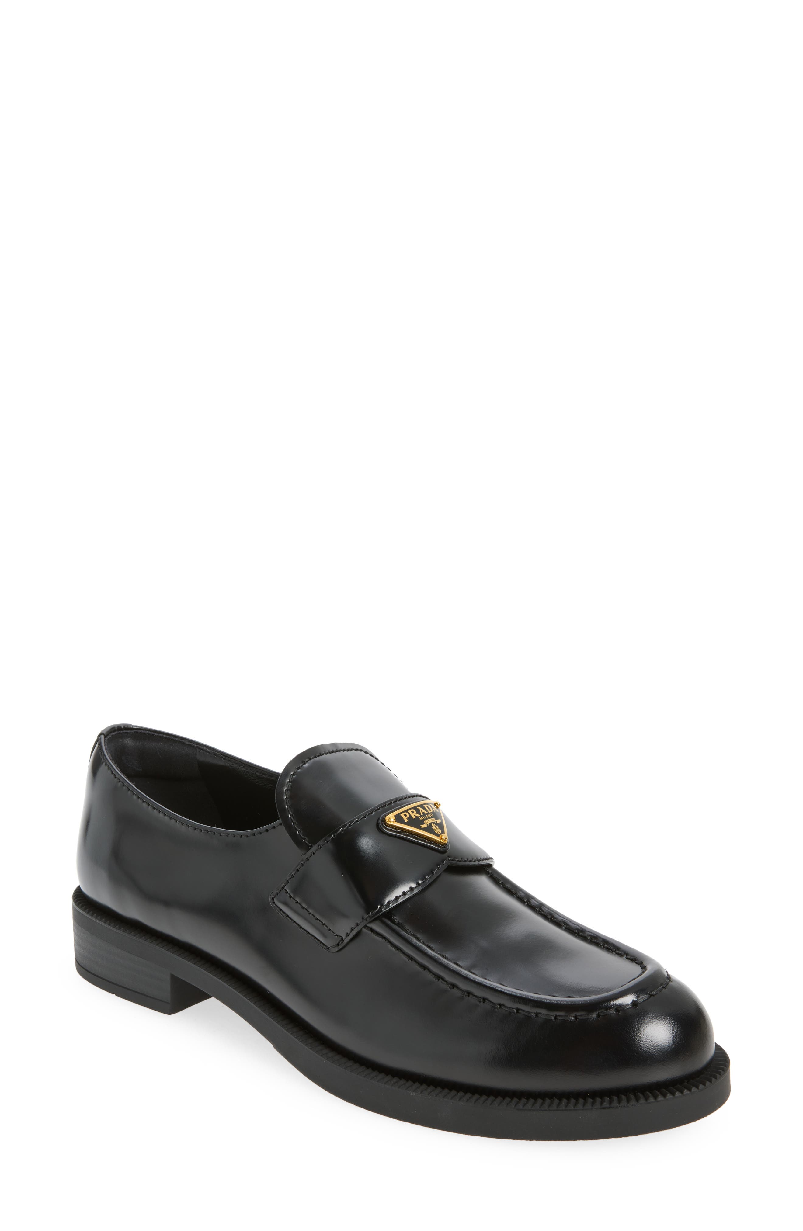 Brushed Leather Loafer, Main, color, NERO