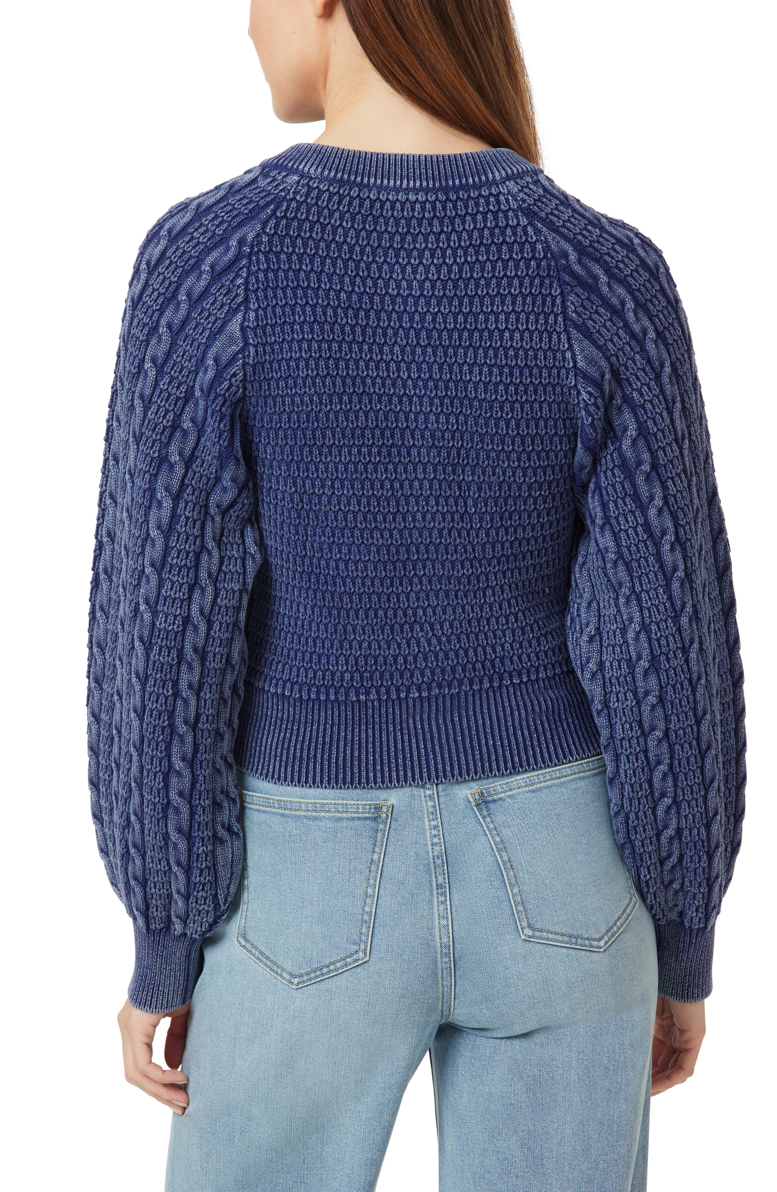 Washed Cotton Blend Cable Cardigan - image 2
