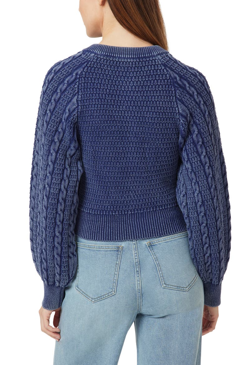 Washed Cotton Blend Cable Cardigan, Alternate, color, INDIGO BLUE