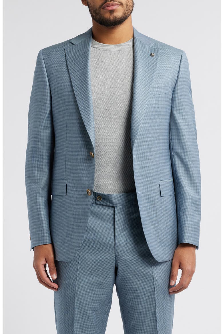 Esprit Blue Microcheck Wool Suit, Alternate, color, LIGHT BLUE