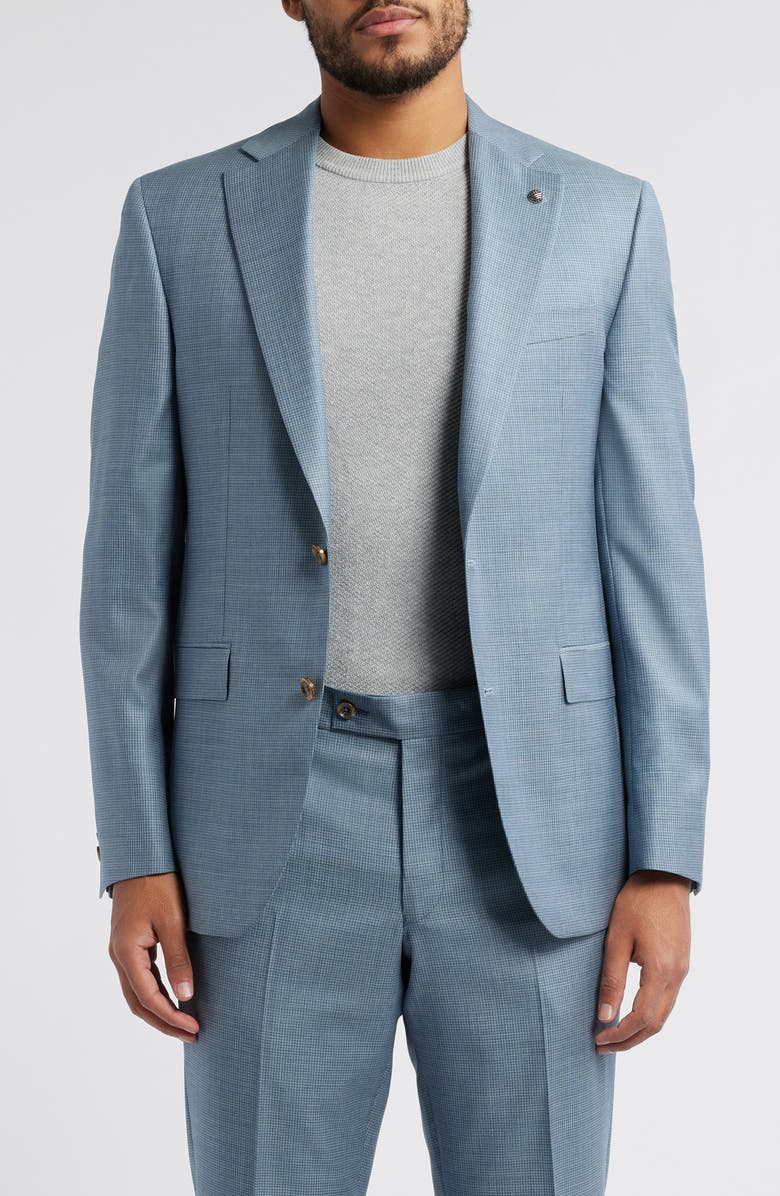 Jack Victor Esprit Blue Microcheck Wool Suit, Alternate, color, Light Blue