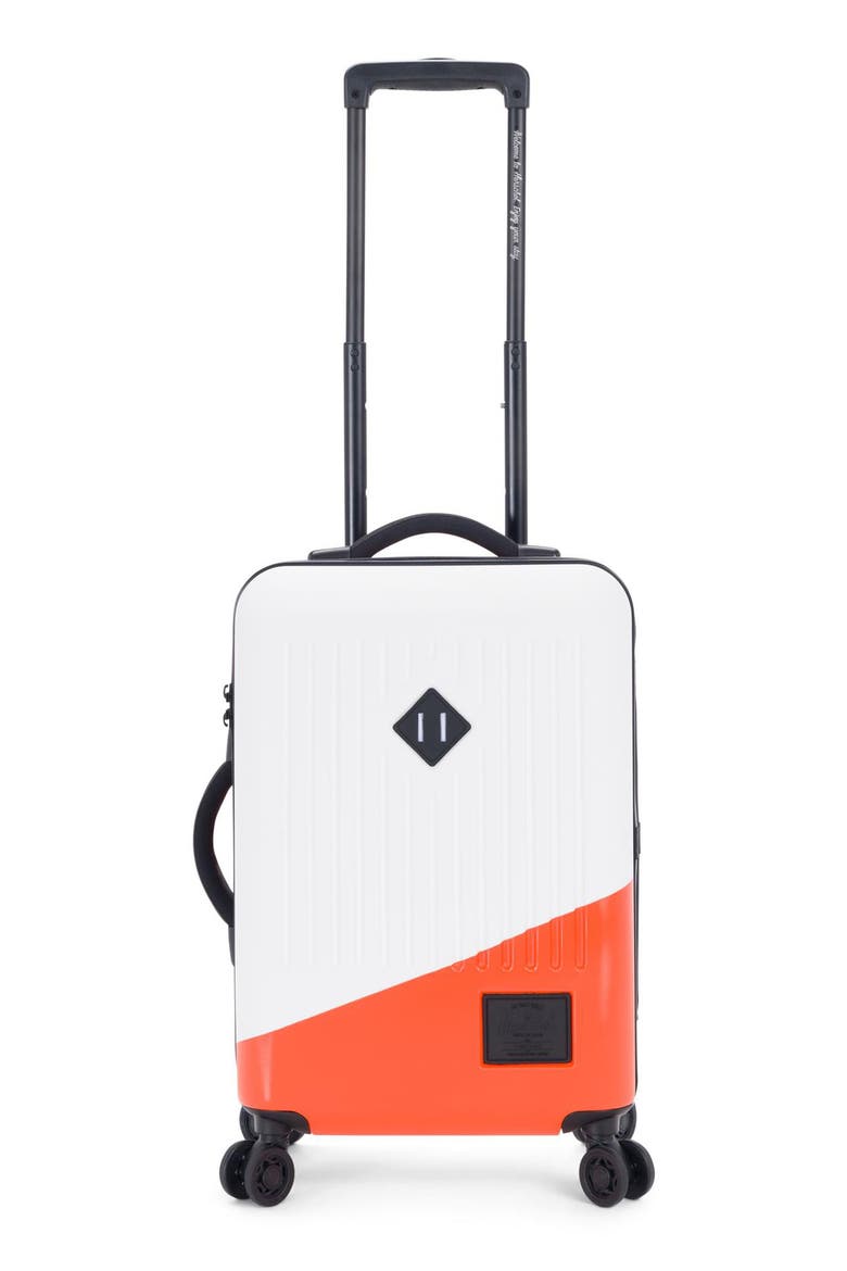 23-Inch Trade Power Rolling Suitcase, Main, color, WHITE/ VERMILLION ORANGE