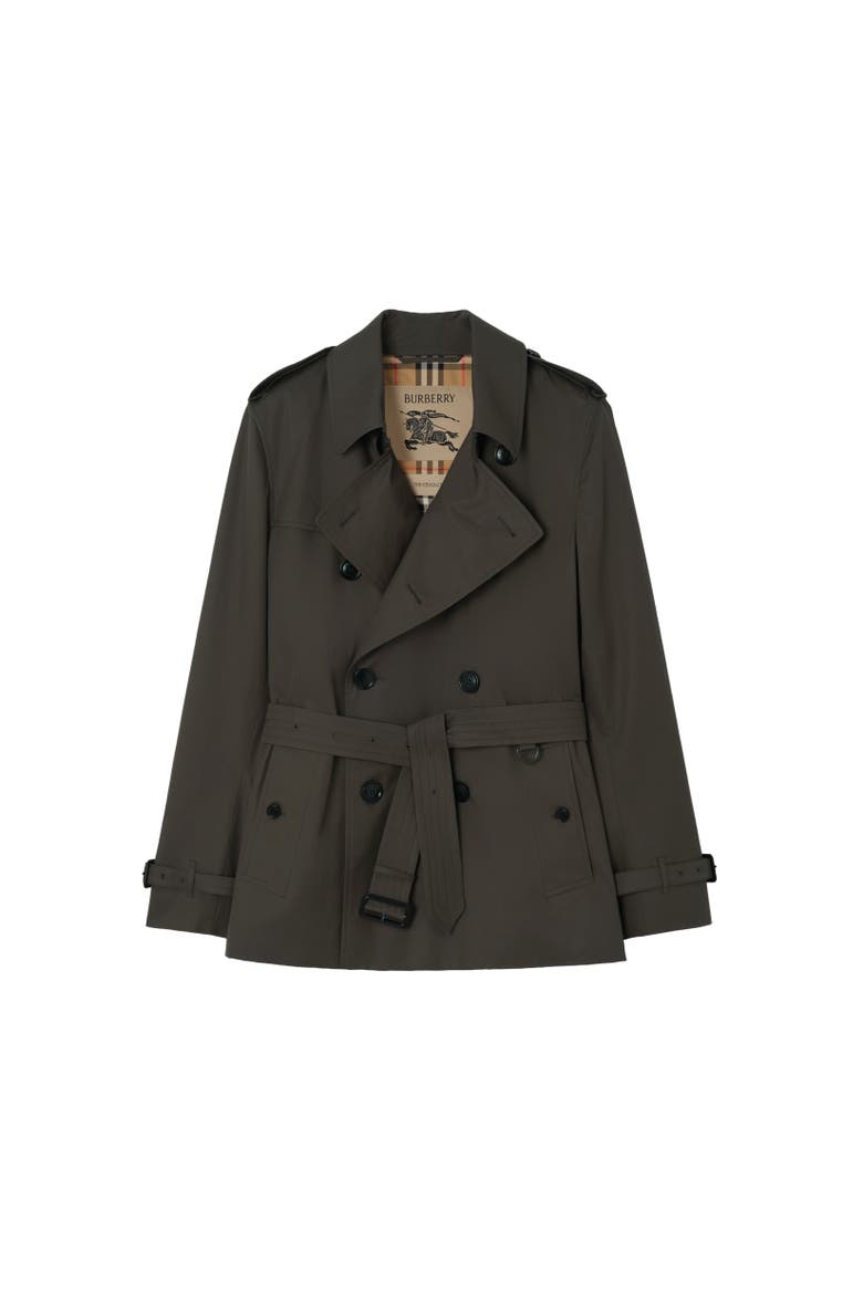 Extra-short Tropical Gabardine Kensington Trench Coat, Alternate, color, Graphite grey