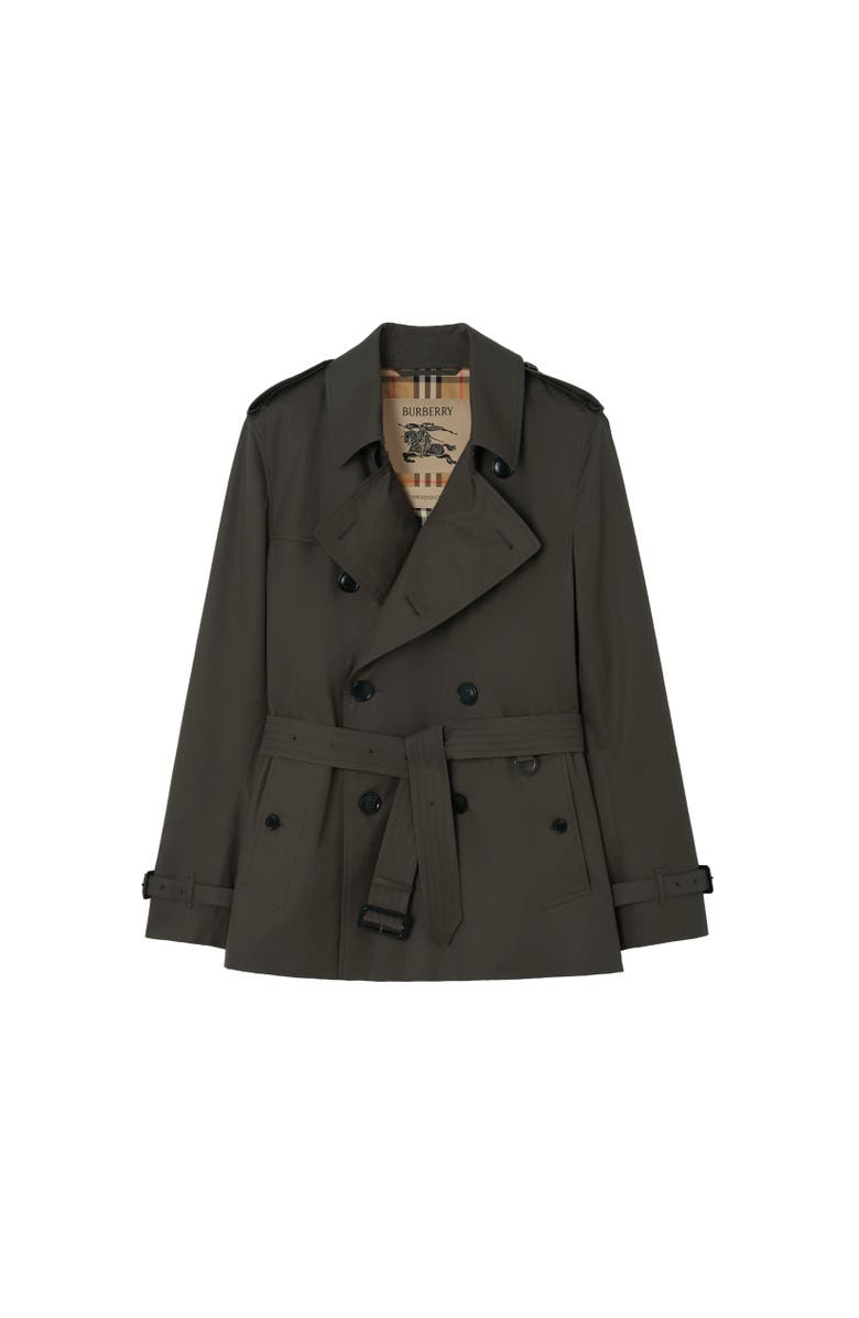 Burberry Extra-short Tropical Gabardine Kensington Trench Coat, Alternate, color, Graphite Grey