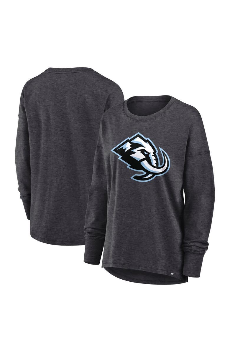FANATICS Women's Fanatics Heather Charcoal Utah Mammoth Primary Logo Legacy Long Sleeve T-Shirt, Main, color, Heather Charcoal