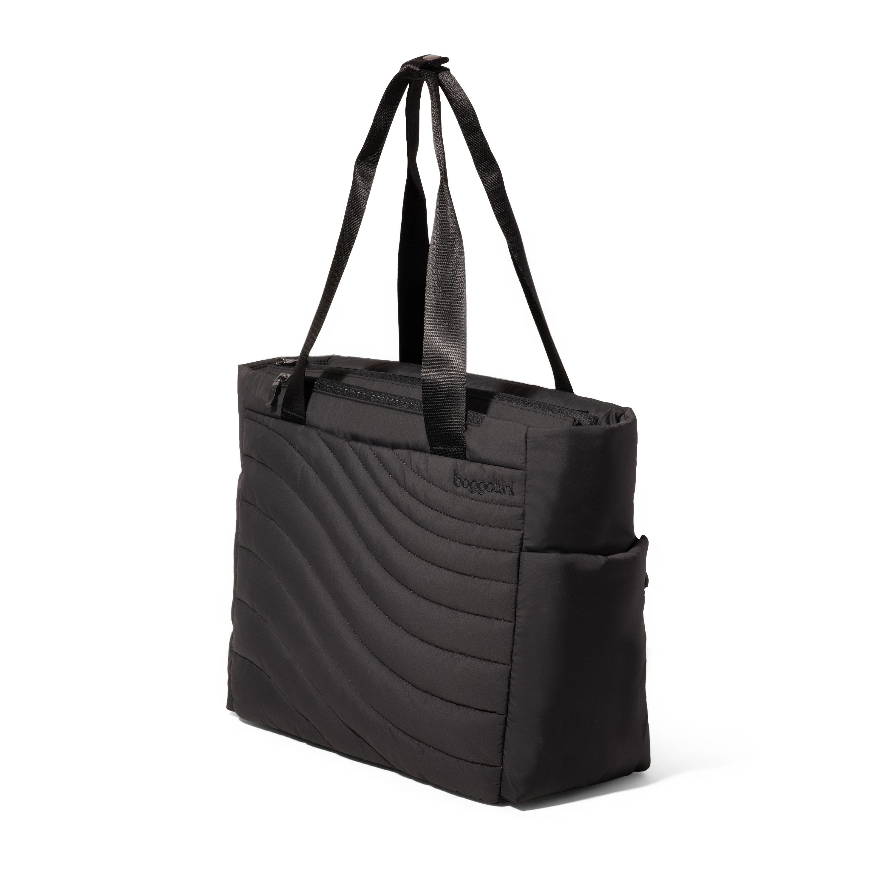 BAGGALLINI Set Wave Tote Bag, Alternate, color, Black Wave Puff