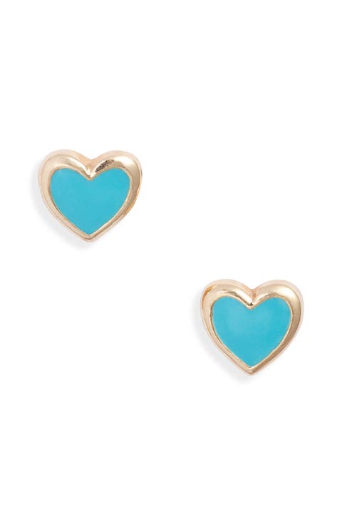 Enamel Heart Stud Earrings