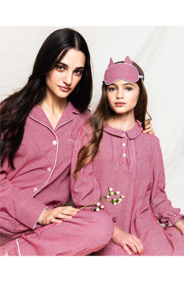 Petite Plume Victoria Gingham Long Sleeve Nightgown, Alternate, color,