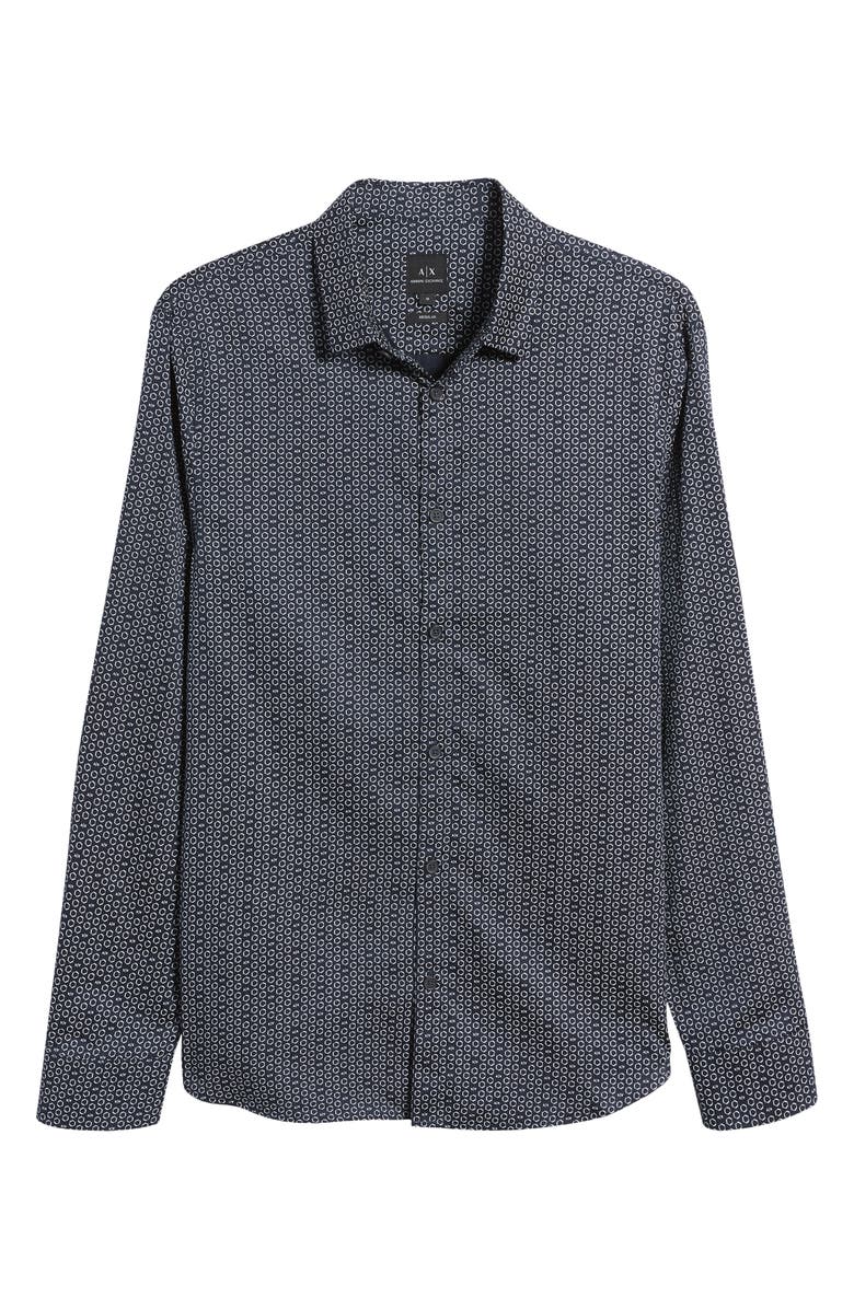Armani Exchange Hexagon Cotton Button-Up Shirt, Alternate, color,