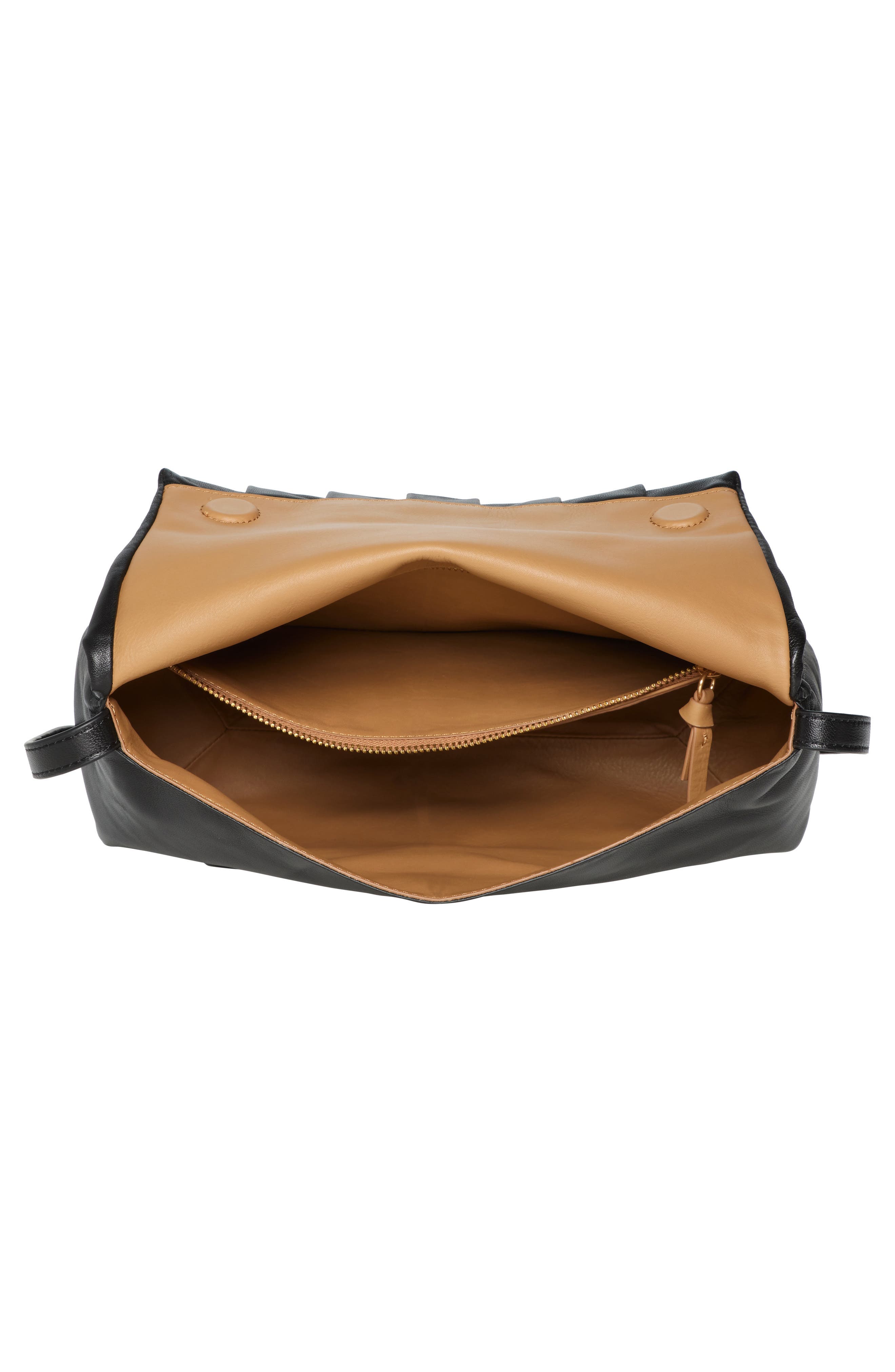 Dries Van Noten Medium Pleated Leather Shoulder Bag, Alternate, color, 