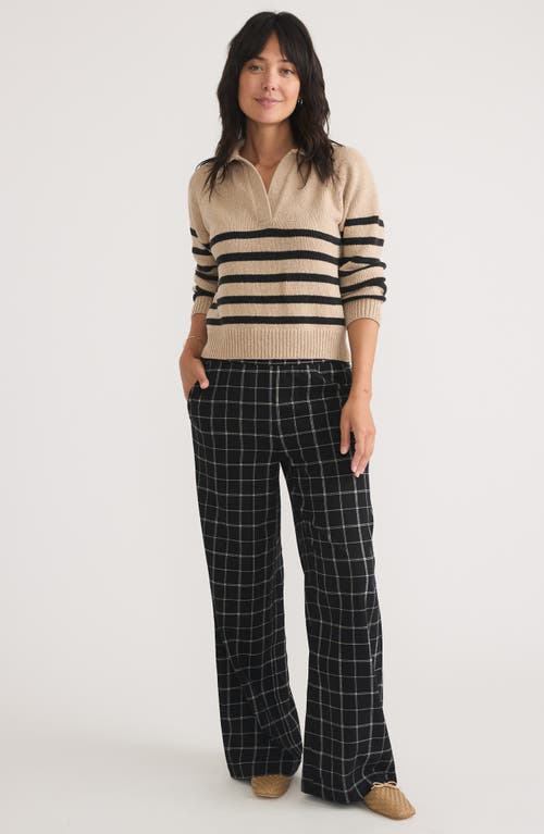 Marine Layer Claire Stripe Wool & Cotton Polo Sweater In Neutral Stripe