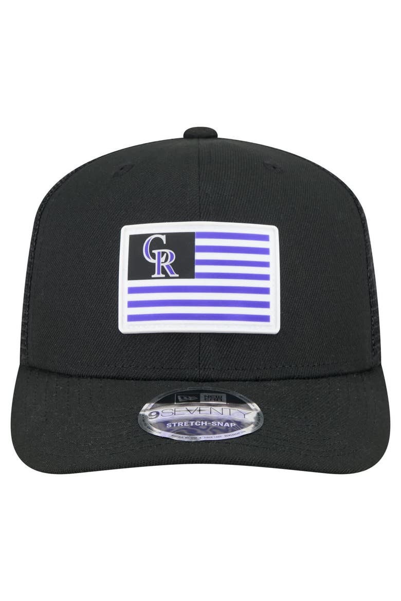 Men's New Era Black Colorado Rockies Flag 9SEVENTY Stretch-Snap Hat, Alternate, color, Black