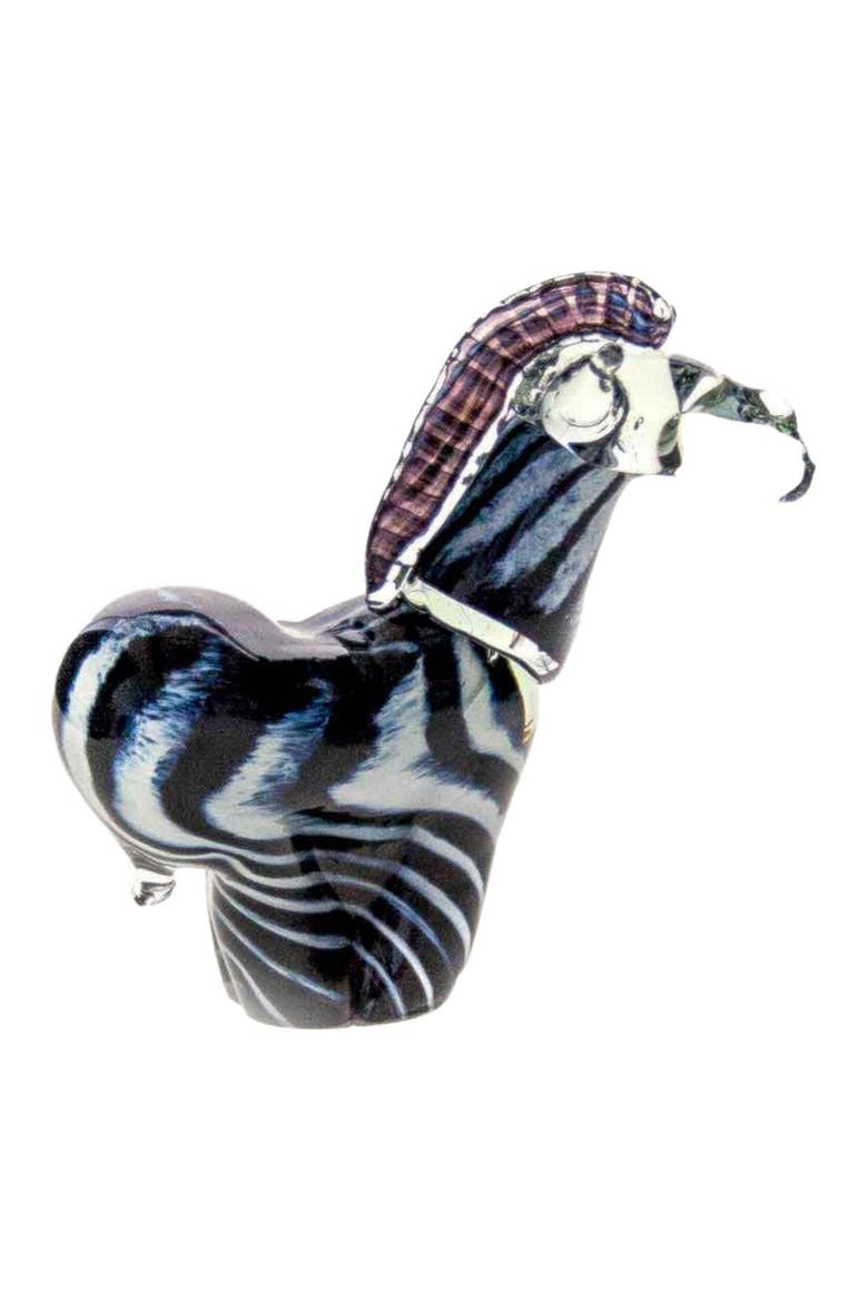 Hand Blown Glass Zebra - Medium, Main, color, Black