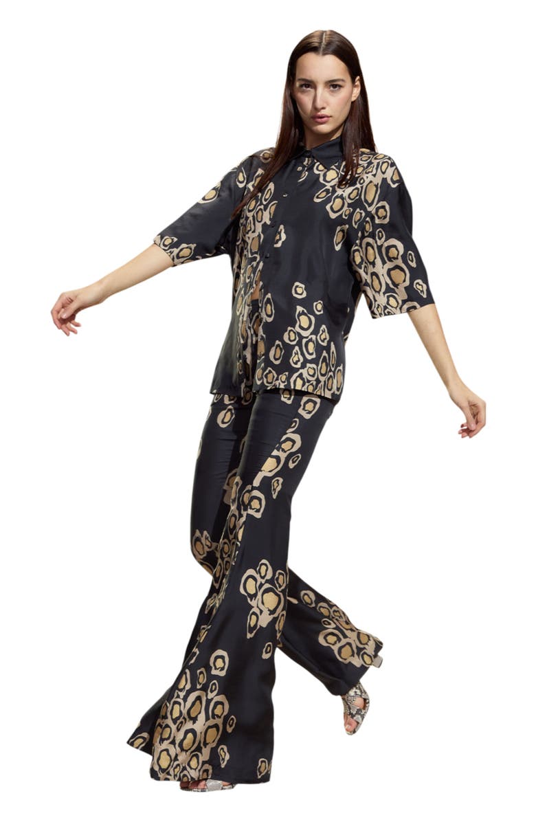 Cynthia Rowley Amalfi Flare Pant, Alternate, color, Black Gold