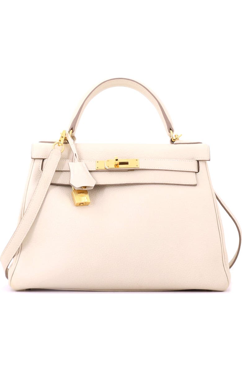 Pre-Owned Hermes Kelly Handbag Light Togo with Gold Hardware 28, Main, color, Beton