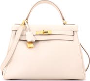 Pre-Owned Hermes Kelly Handbag Light Togo with Gold Hardware 28