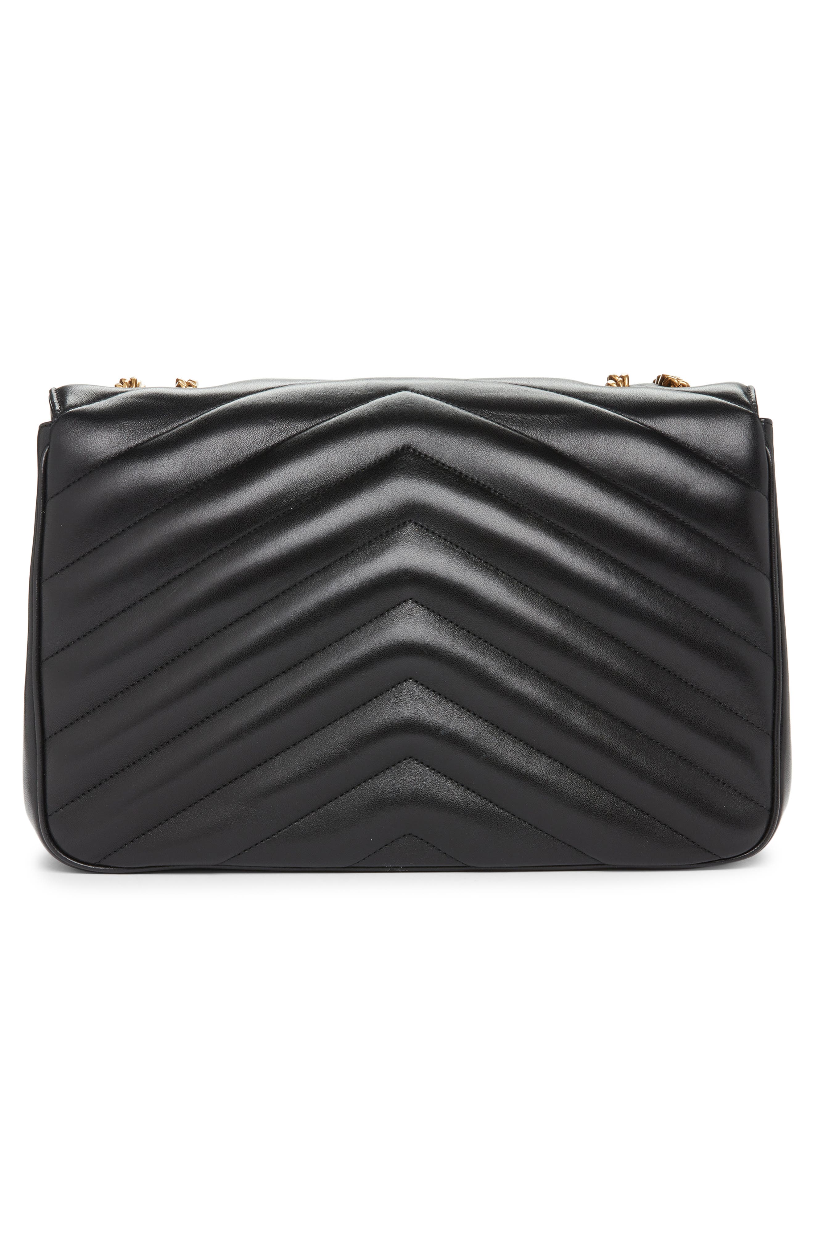 Saint Laurent Large Loulou Quilted Leather Shoulder Bag, Alternate, color, Noir