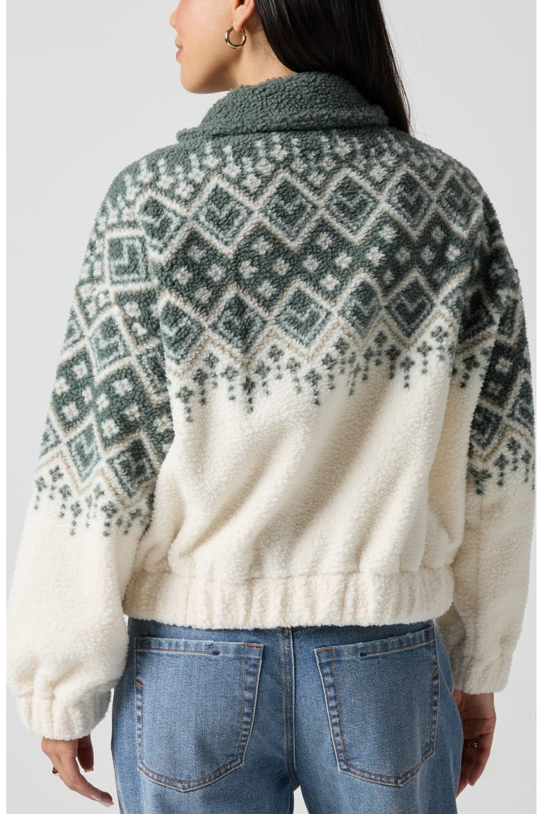 Fair Isle Printed High-Pile Fleece Jacket, Alternate, color, STORMY FAIRISLE