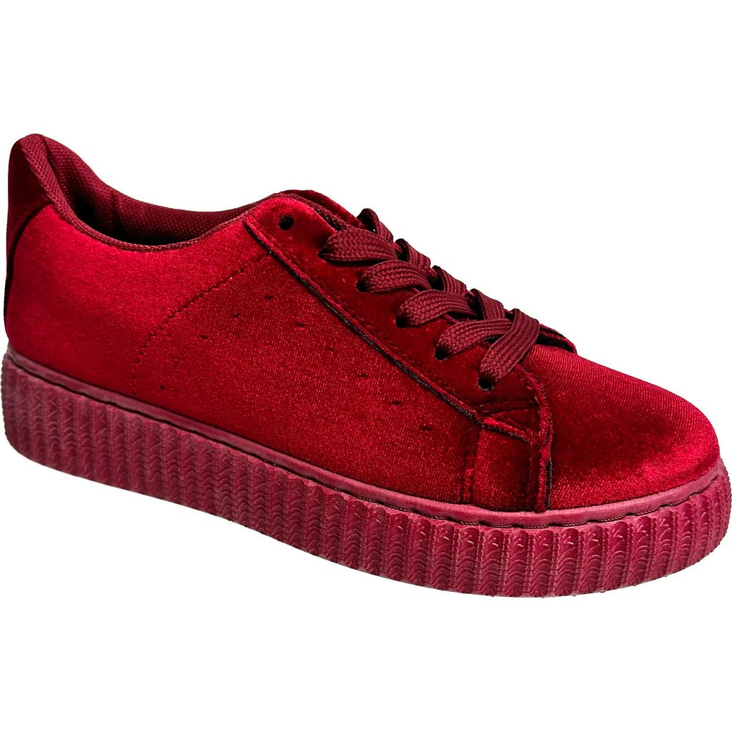 Ninety Union Frenzy Velvet Platform Sneaker In Wine