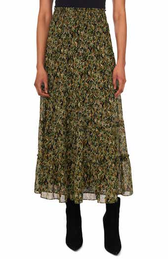 Vince Camuto V-Print Georgette Tiered Skirt