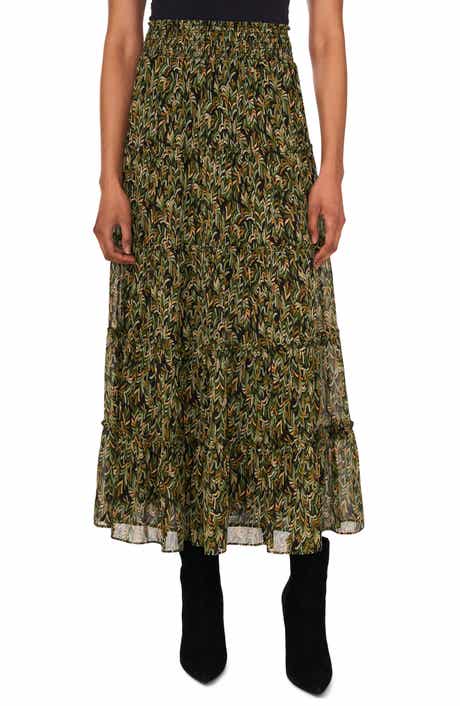 Vince Camuto V-Print Georgette Tiered Skirt