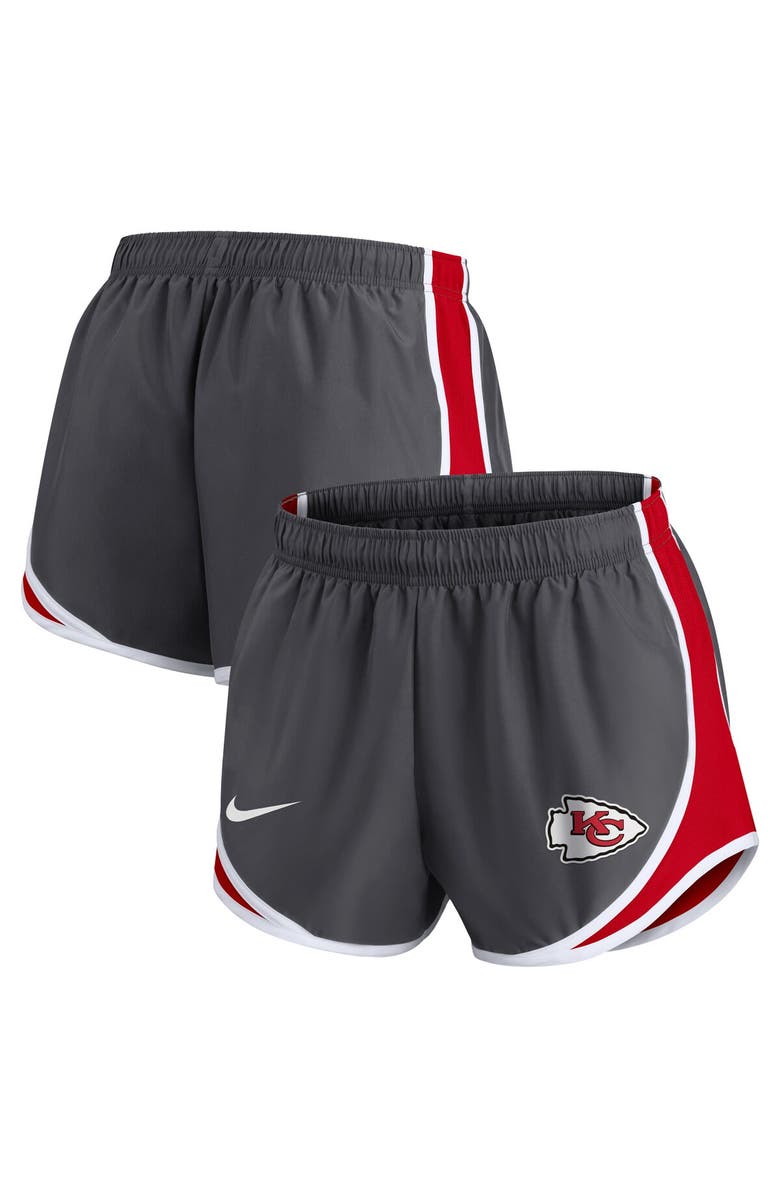 Nike Women's Nike Charcoal Kansas City Chiefs Logo Performance Tempo Shorts, Main, color, Charcoal