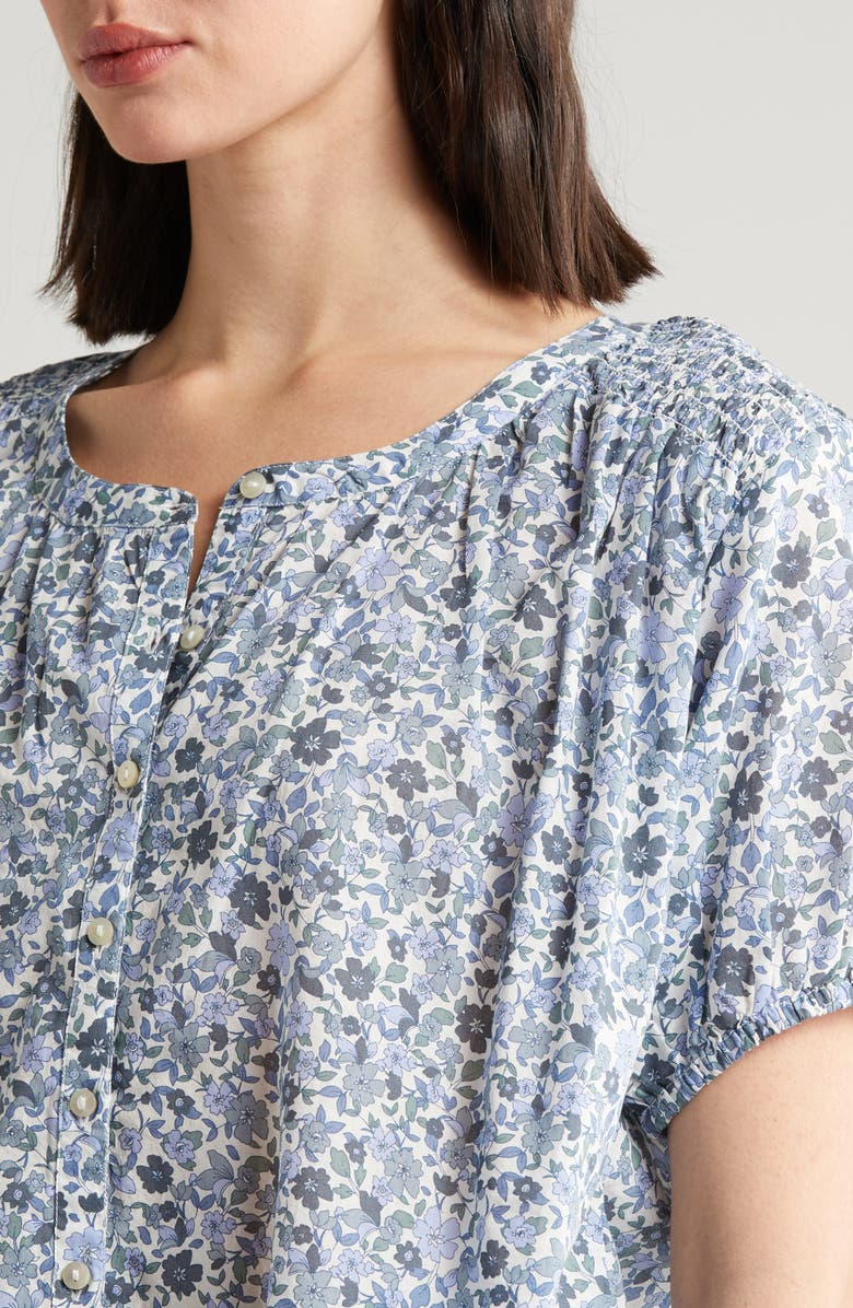Lucky Brand Floral Print Cotton Peasant Top, Alternate, color, 