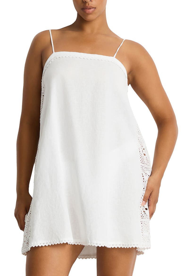 Shore Linen Panelled Cover-Up Dress, Main, color, WHITE