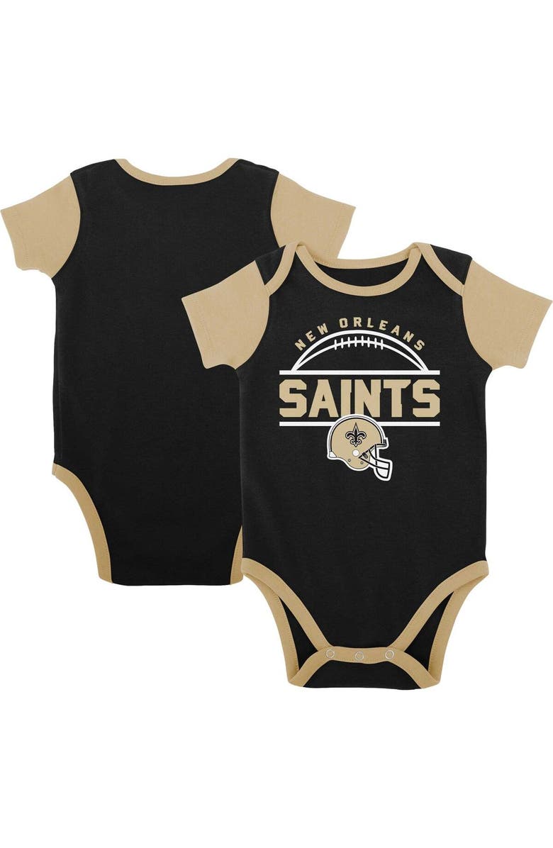 Outerstuff Newborn & Infant Black/Gold New Orleans Saints Home Field Advantage Three-Piece Bodysuit, Bib & Booties Set, Main, color, Black