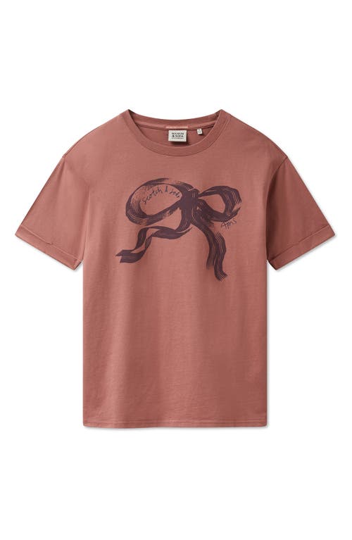 Scotch & Soda Relaxed Fit Roll Cuff Cotton Graphic T-shirt In Pink